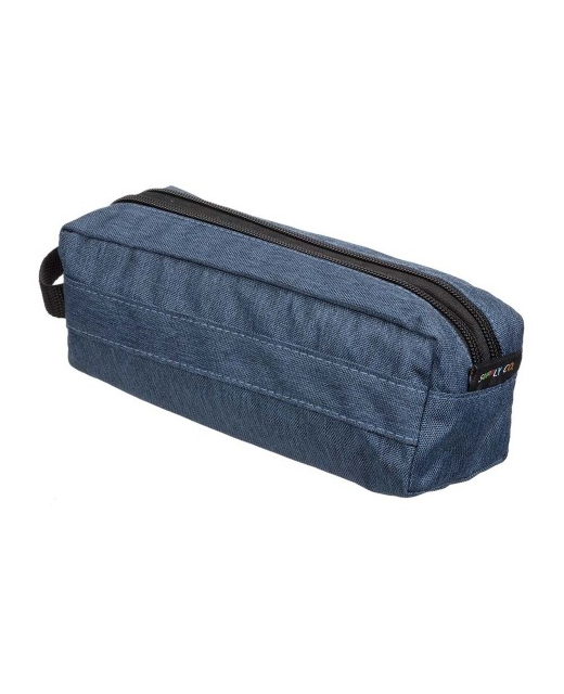 OKIN PENCIL CASE BARREL 2 ZIP DARK BLUE 22X88CM