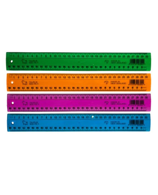 RULER TAURUS FLUORU 30CM GREEN PINK ORANGE BLUE