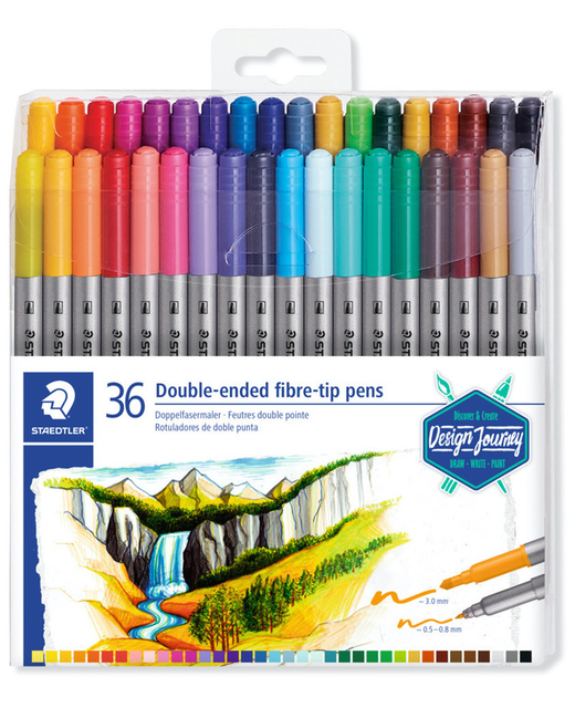 STAEDTLER DOUBLE ENDED FIBRE TIP PENS 36PCS