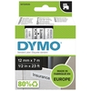 DYMO D1 LABEL TAPE BLACK- WHITE 12mmx 7m