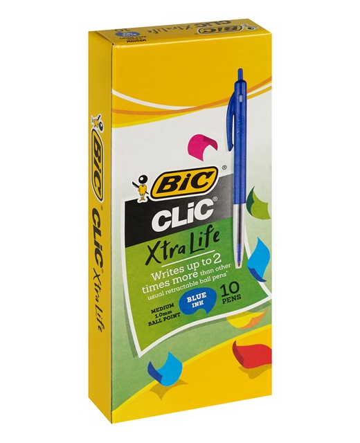 BIC CLIC MEDIUM PEN BLUE BOX OF 10