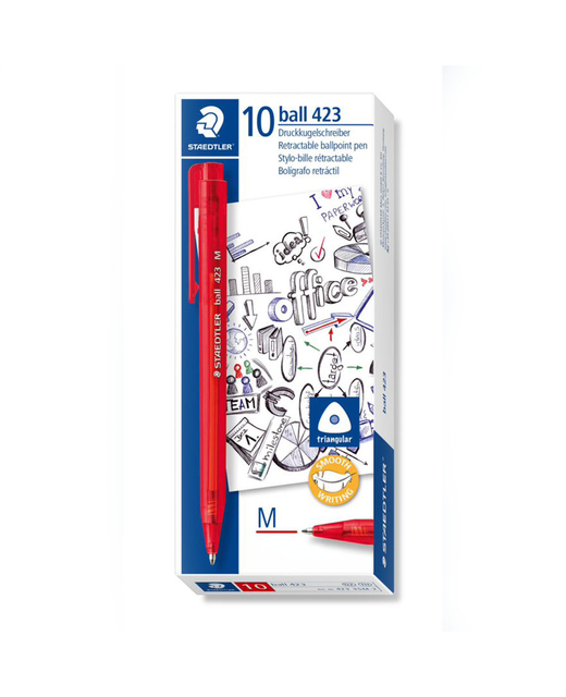 PEN STAEDTLER BALLPOINT 423 RED PACK OF 10