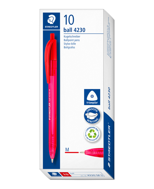 PEN STAEDTLER BALLPOINT 423 RED PACK OF 10