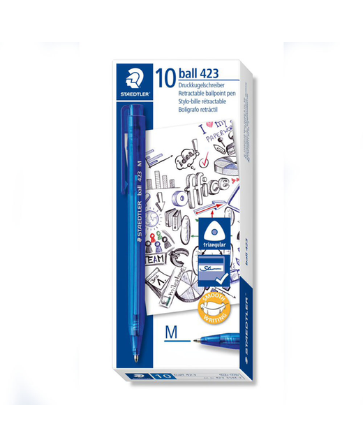 PEN STAEDTLER BALLPOINT 423 BLUE PACK OF 10