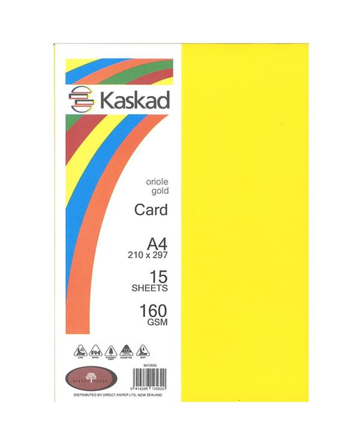 KASKAD A4 CARD 160GSM ORIOLE GOLD 15PK