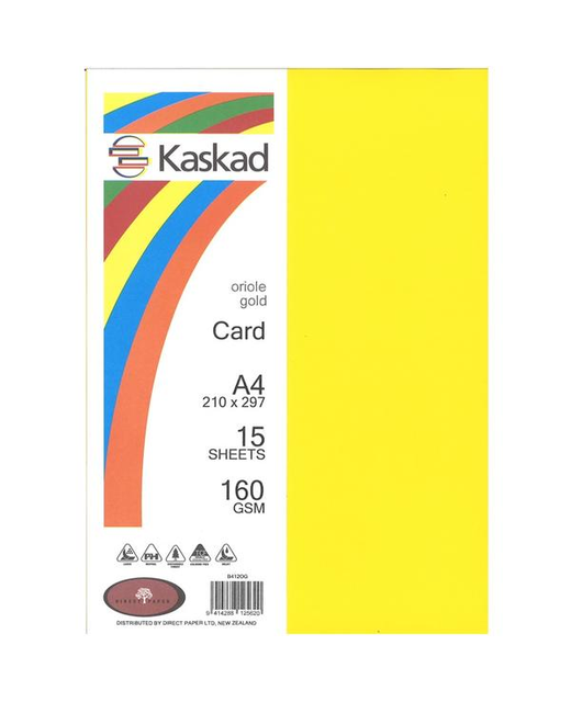 KASKAD A4 CARD 160GSM ORIOLE GOLD 15PK