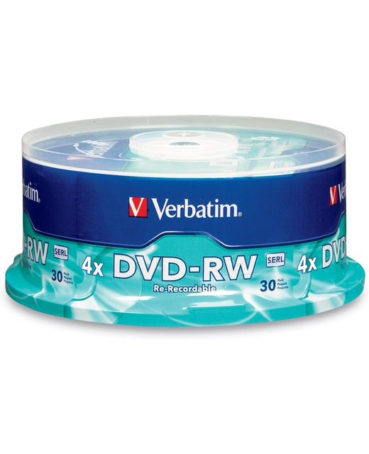 Verbatim DVD-RW 4.7GB 4X with Branded Surface - 30pk Spindle, BLUE/GRAY