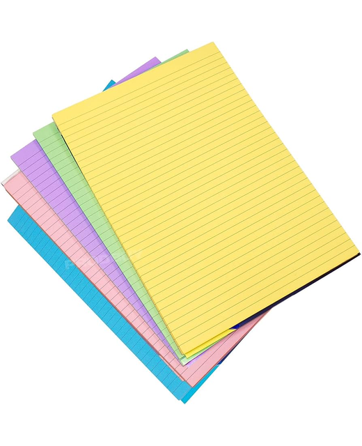 A4 Ruled Coloured Pad Assorted Colours