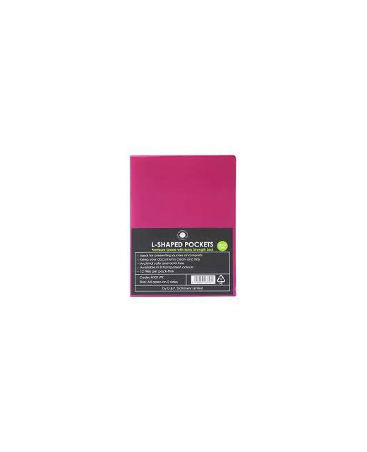 L SHAPE POCKETS OSC A4 PINK PACK OF 12