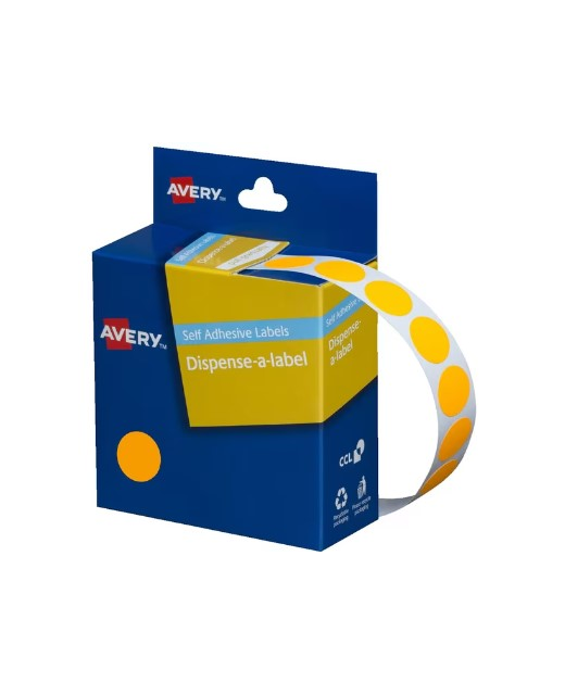 LABEL DISP AVERY DOTS 14MM FLUORO ORGE