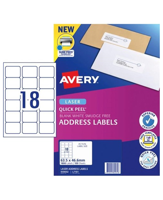 LABELS AVERY L7163 LASER 20SHT 14 P/PAGE