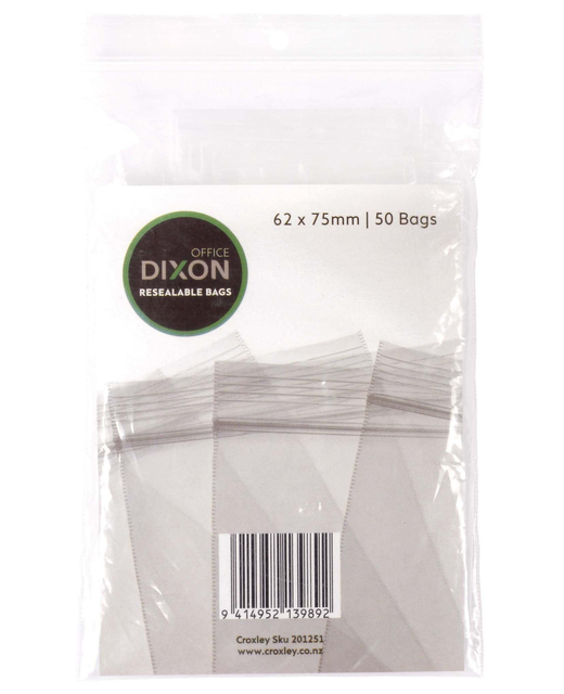 DIXON RESEALABLE BAGS PACK 50 65*75 MM