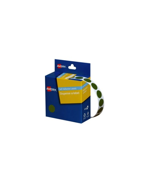 LABEL DISP AVERY DOTS 14MM GREEN PK 1050