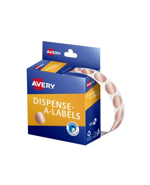 AVERY DISPENSE LABEL ROSE GOLD 14MM 500 PACK