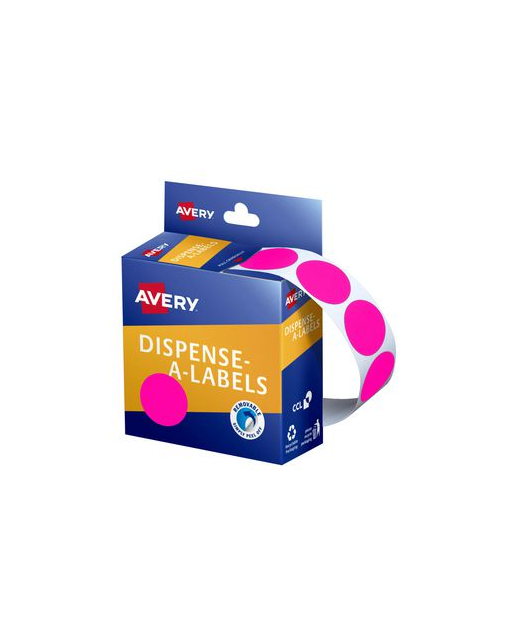 AVERY LABEL DISPENSER DMC24FP PINK FLUORO 350 PACK