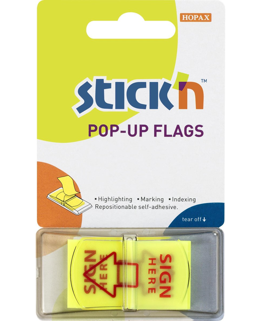 STICK N POP UP FLAGS SIGN HERE 45*25