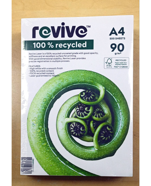 Revive 100% Recycled A4 Paper 500 Sheets 90Gsm