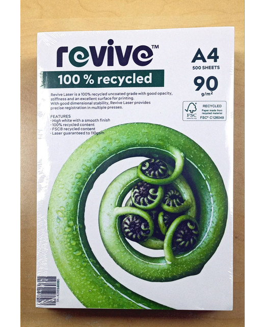 Revive 100% Recycled A4 Paper 500 Sheets 90Gsm