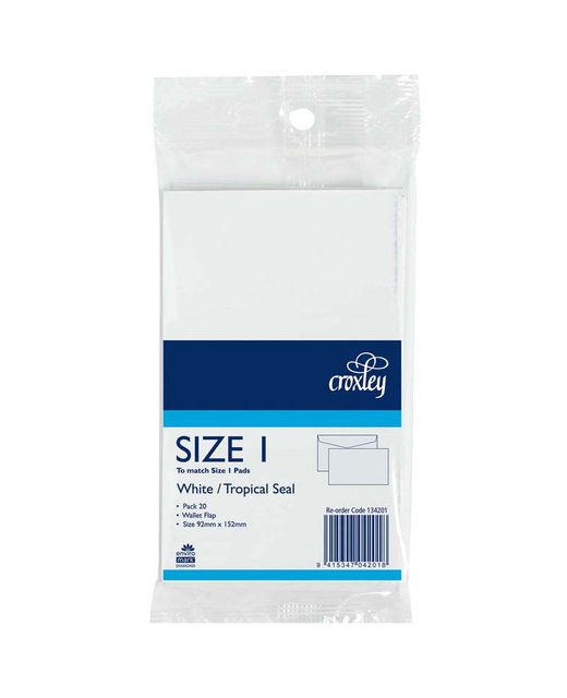 CROXLEY ENVELOPE TROPICAL SEAL 92X152MM 20 PACK