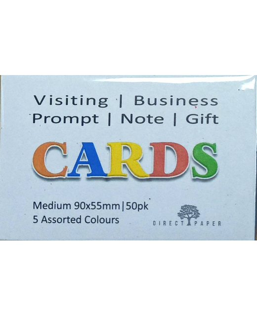 VISITING CARDS  MEDIUM 90X55MM 5 COLOURS 50PK