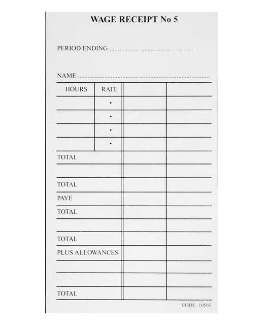 WAGE RECEIPT BRENEX NO 5 50PG