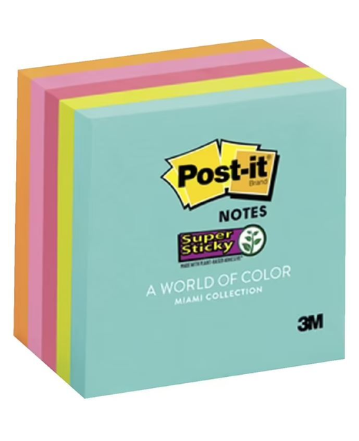 3M Post-It Super Sticky Notes 654-5SSMIA Miami