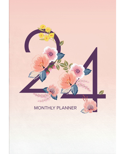 DIARY 2024 Collins Designer A4 Monthly Planner Floral Numbers Even Year
