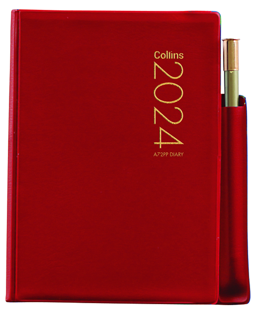 DIARY 2024 Collins Diary A72PP Red With Pencil Even Year