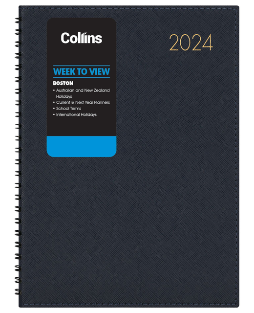 DIARY 2024 Collins Boston A53 Week To View Diary Navy Wiro Even Year