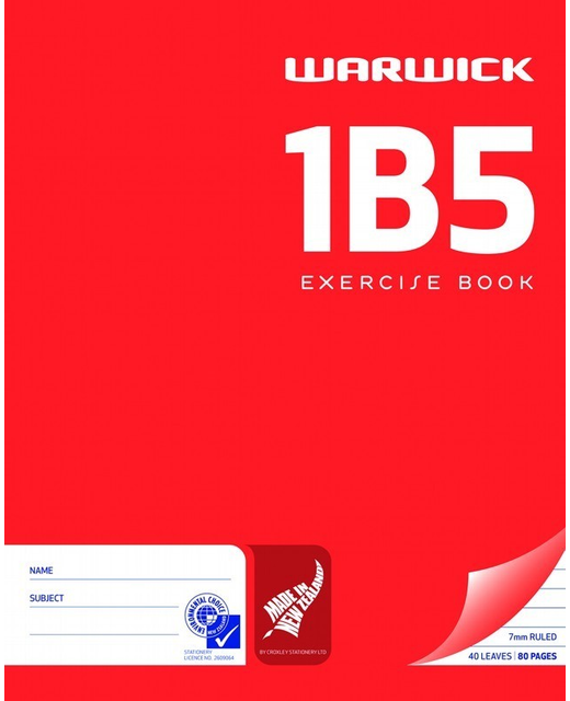 EXERCISE BOOK WARWICK 1B5 7MM 40LF