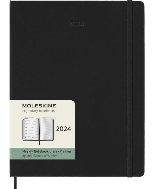 DIARY 2024 Moleskine Diary 12 Month Weekly + Notes HC XL Black