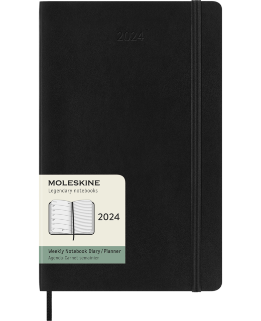 DIARY 2024 Moleskine Diary 12 Month Weekly + Notes SC Large Black