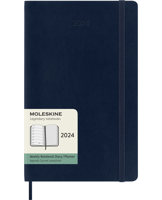 DIARY 2024 Moleskine Diary 12 Month Weekly + Notes SC Large Sapphire Blue