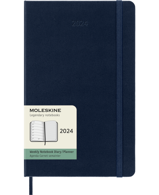 DIARY 2024 Moleskine Diary 12 Month Weekly + Notes HC Large Sapphire Blue