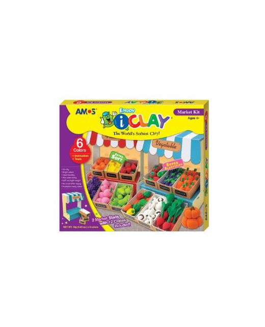 AMOS I-CLAY MODELLING CLAY KIT MARKET STALL 18G X 6 PIECES