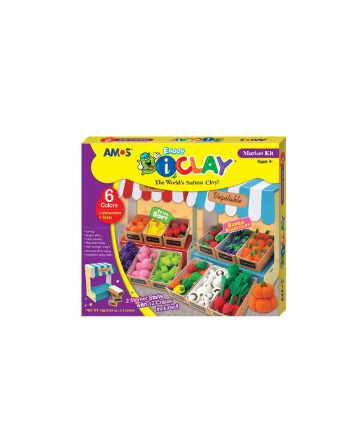 AMOS I-CLAY MODELLING CLAY KIT MARKET STALL 18G X 6 PIECES