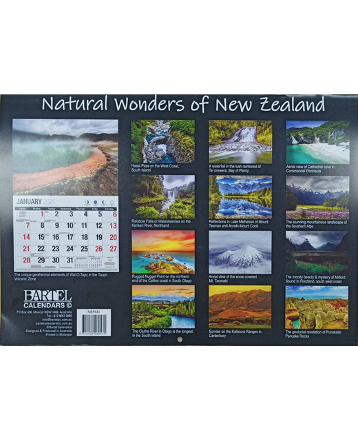 CALENDAR 2024 BIG PRINT NATURAL WONDERS OF NZ Gifts & Greeting Cards