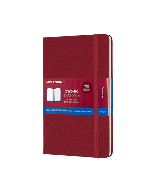 MOLESKINE TWO GO NOTEBOOK MEDIUM RULED CRANBERRY RED