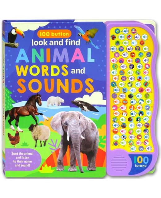 100 Buttons Look and Find Animal Words and Sounds (HB)