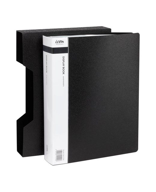 DISPLAY BOOK ICON A4 80 POCKET BLACK WITH CASE 