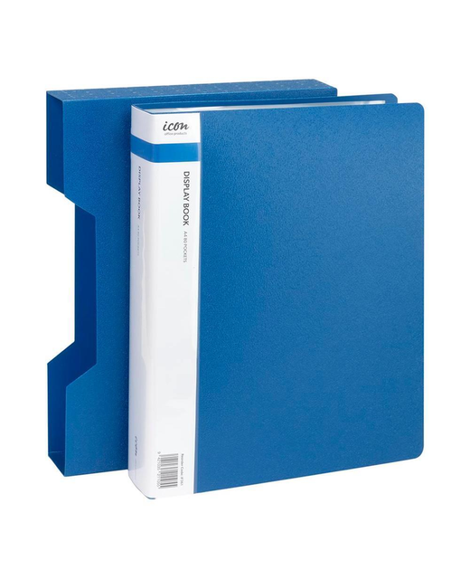 DISPLAY BOOK ICON A4 80 POCKET BLUE WITH CASE