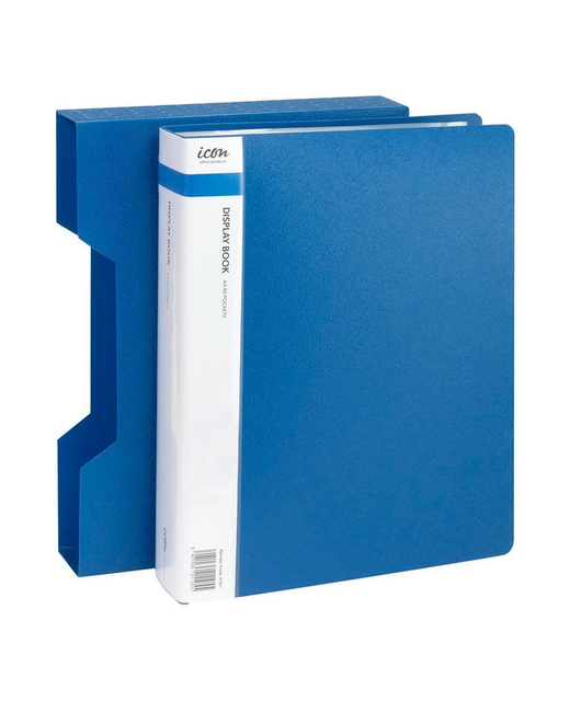 DISPLAY BOOK ICON A4 80 POCKET BLUE WITH CASE