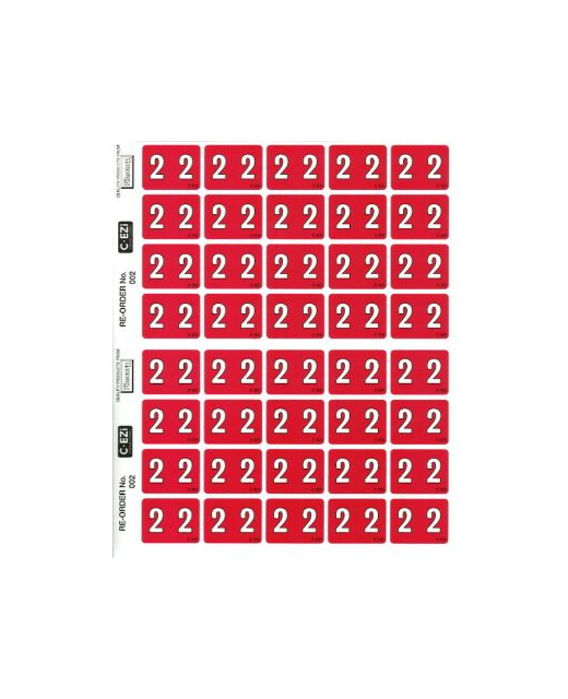 Filecorp Number 2 Label C-EZI, Sheet of 40 - Red