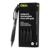 OKIN BALLPOINT RETRACTABLE PEN WITH GRIP BLACK 10 PACK