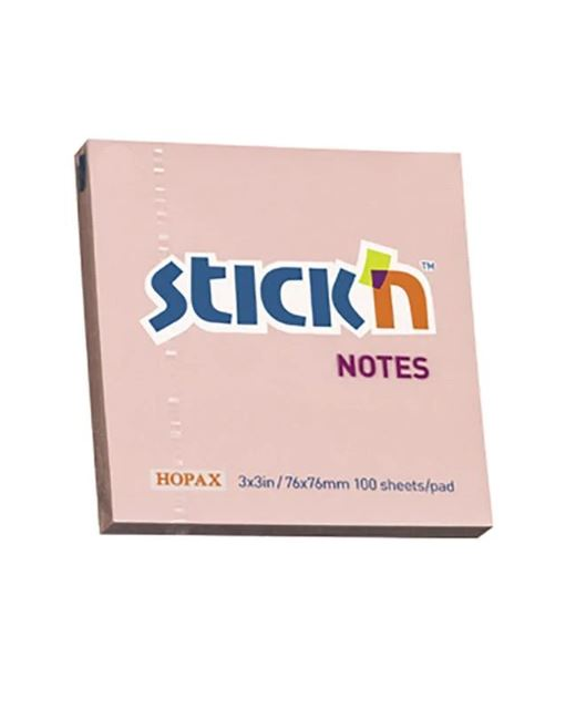 STICKN NOTES 76X76 100 SHEET PINK PAD