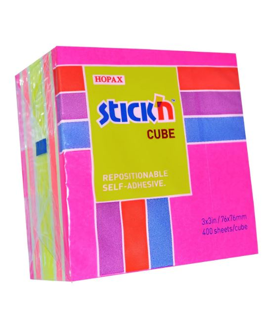 Stick'n Cube 76x76mm 400 sheets Magenta & Assorted Neon