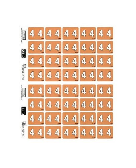 Filecorp Number 4 Label C-EZI, Sheet of 40 - Orange Mild