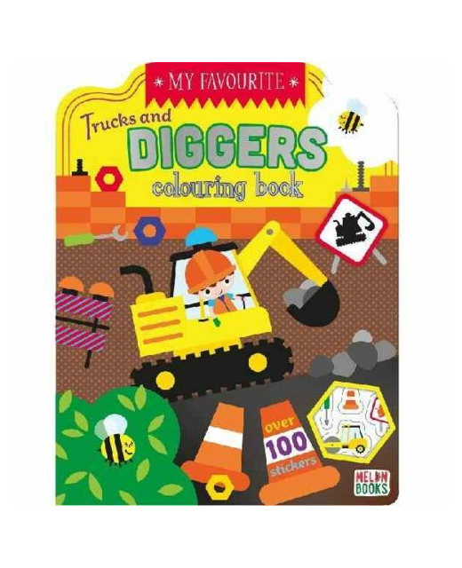 MY FAVOURITE TRUCKS AND DIGGERS COLOURING BOOK