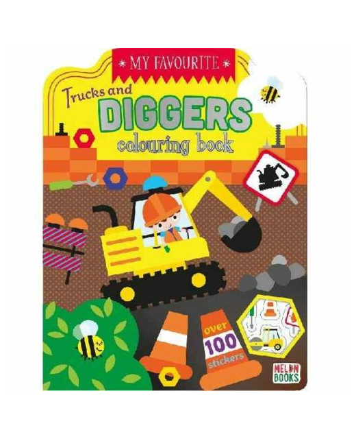 MY FAVOURITE TRUCKS AND DIGGERS COLOURING BOOK