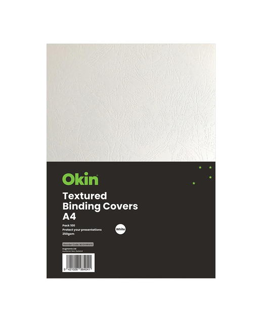 Okin Binding Covers A4 White 250gsm, Pack of 100